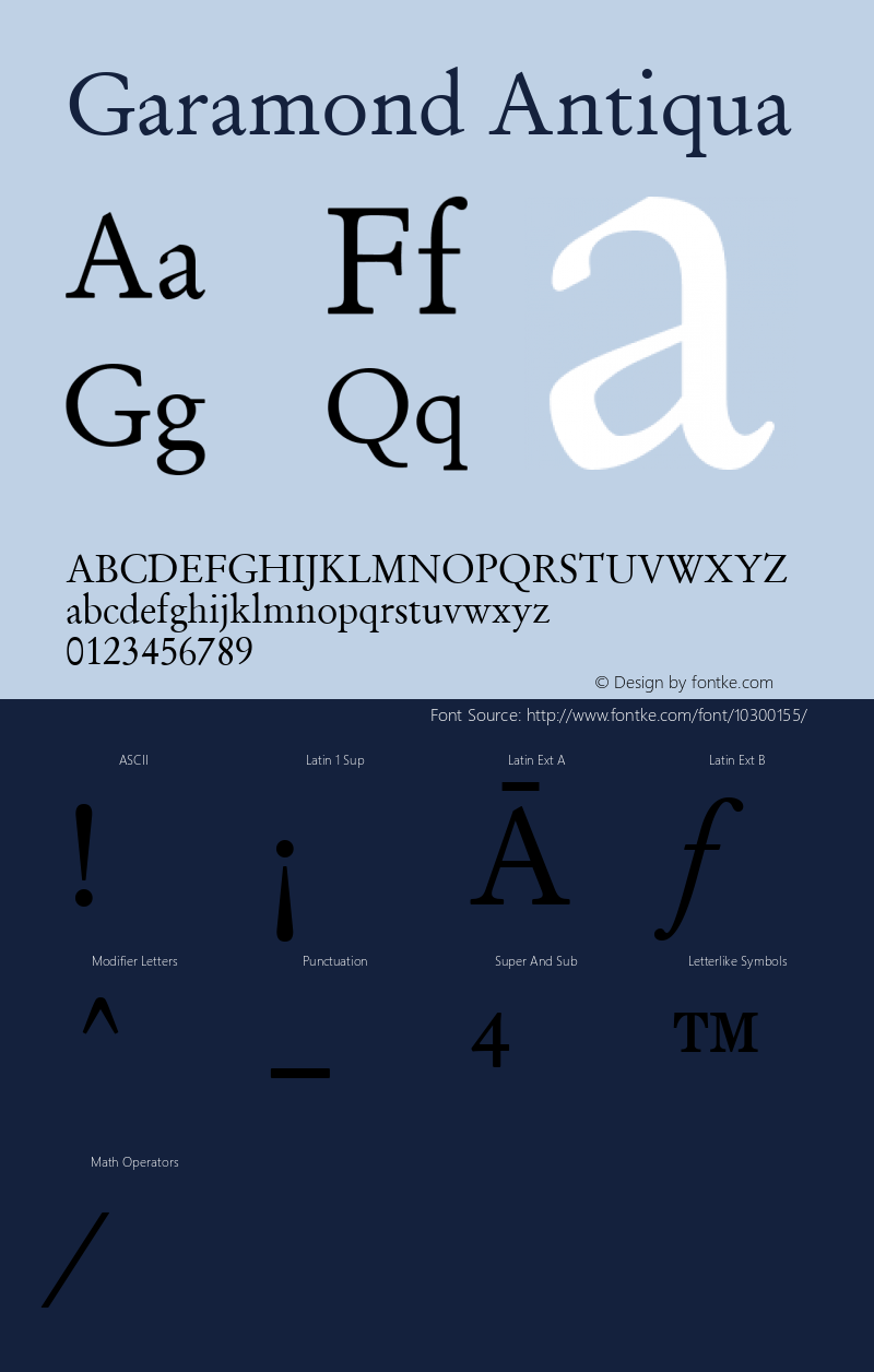Garamond Antiqua Version 1.3 (ElseWare) Font Sample