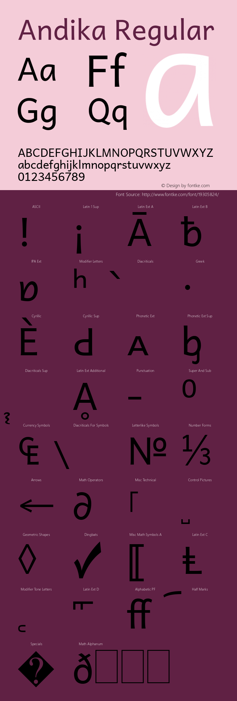 Andika Regular Version 1.001 Font Sample