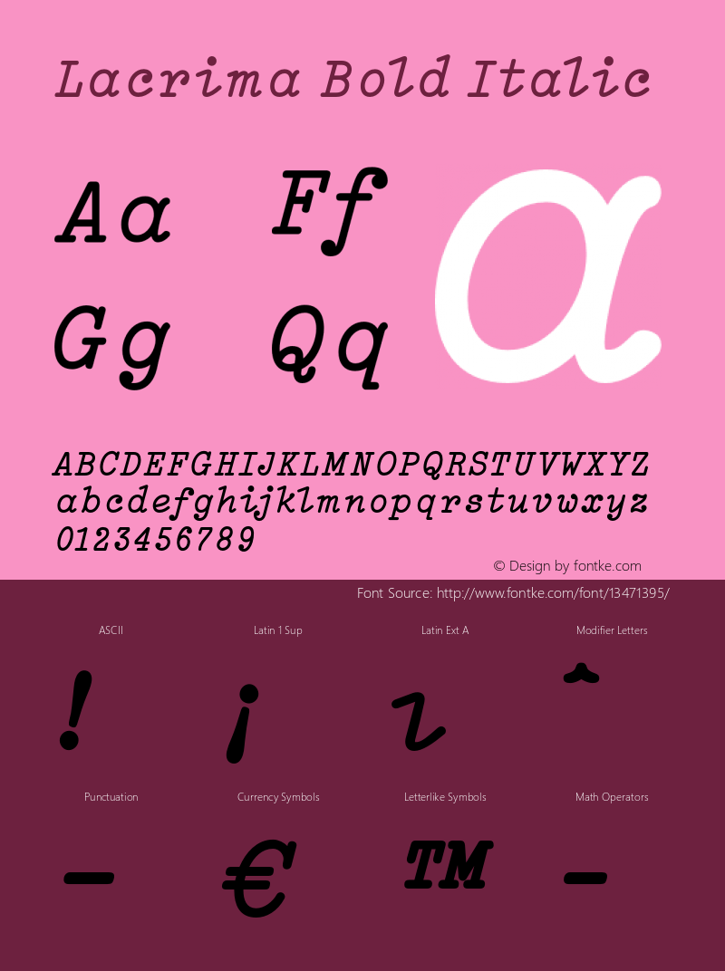 Lacrima Bold Italic 001.001 Font Sample