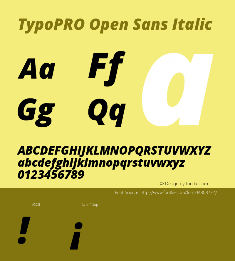 TypoPRO Open Sans Italic Version 1.10 Font Sample