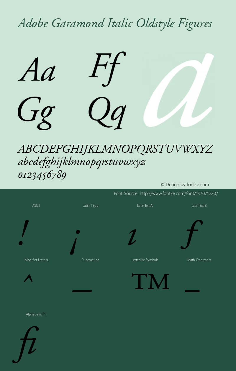 Adobe Garamond Italic Oldstyle Figures 001.002图片样张