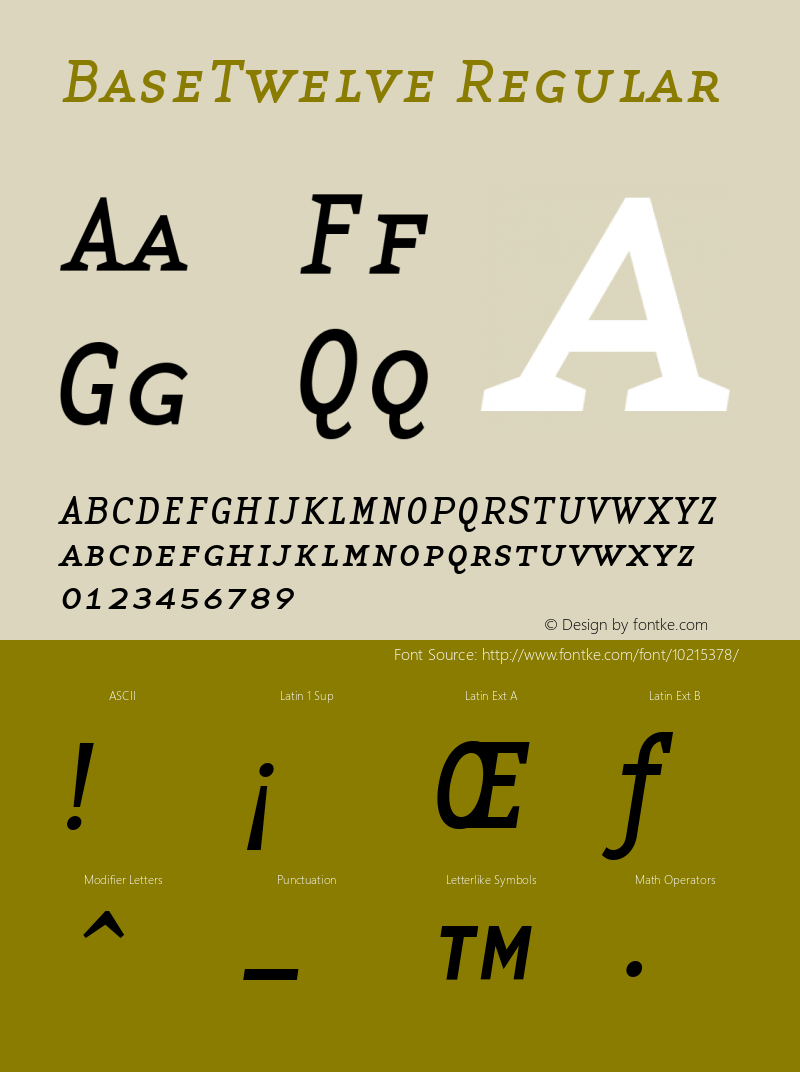 BaseTwelve Regular Version 1.00 Font Sample