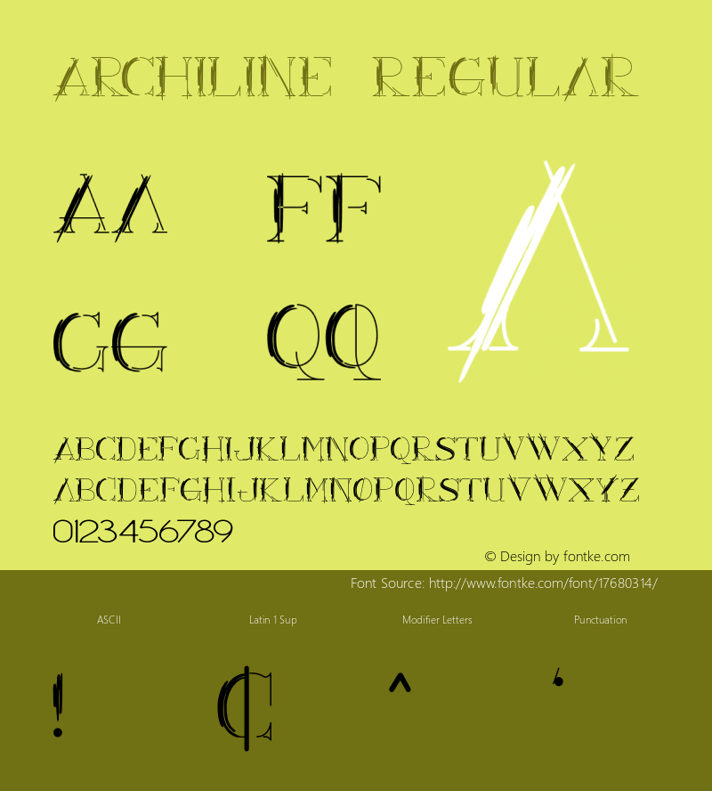 ARCHILINE Regular 1.000 Font Sample