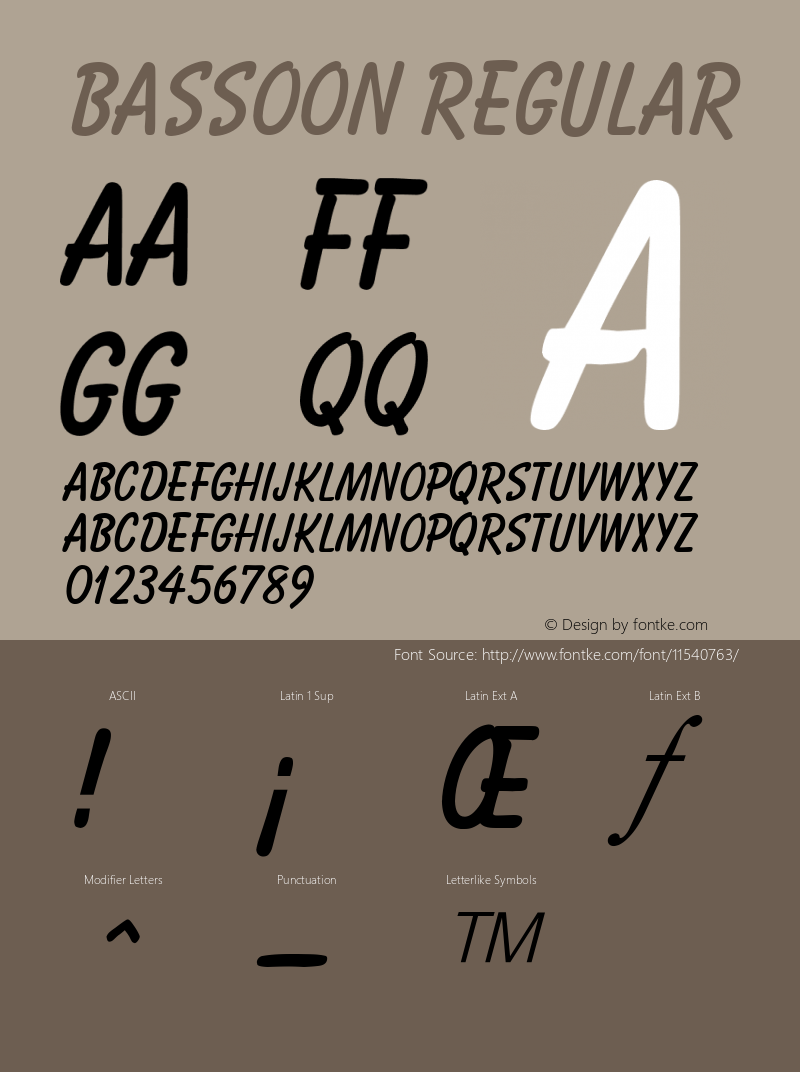 Bassoon Regular Unknown Font Sample