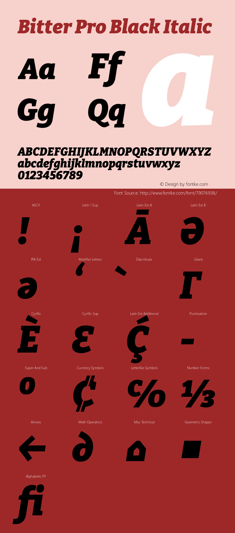 Bitter Pro Black Italic Version 1.001 Font Sample