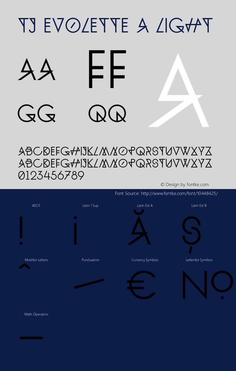 TJ Evolette A Light Version 1.002 Font Sample