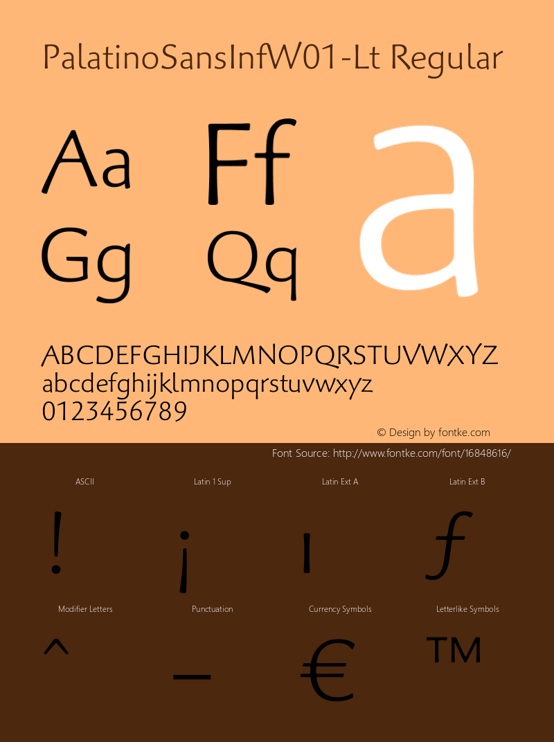 PalatinoSansInfW01-Lt Regular Version 2.1 Font Sample