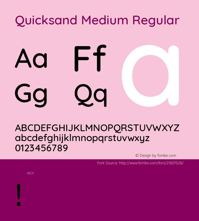 QuicksandMedium Version 1.0 Font Sample