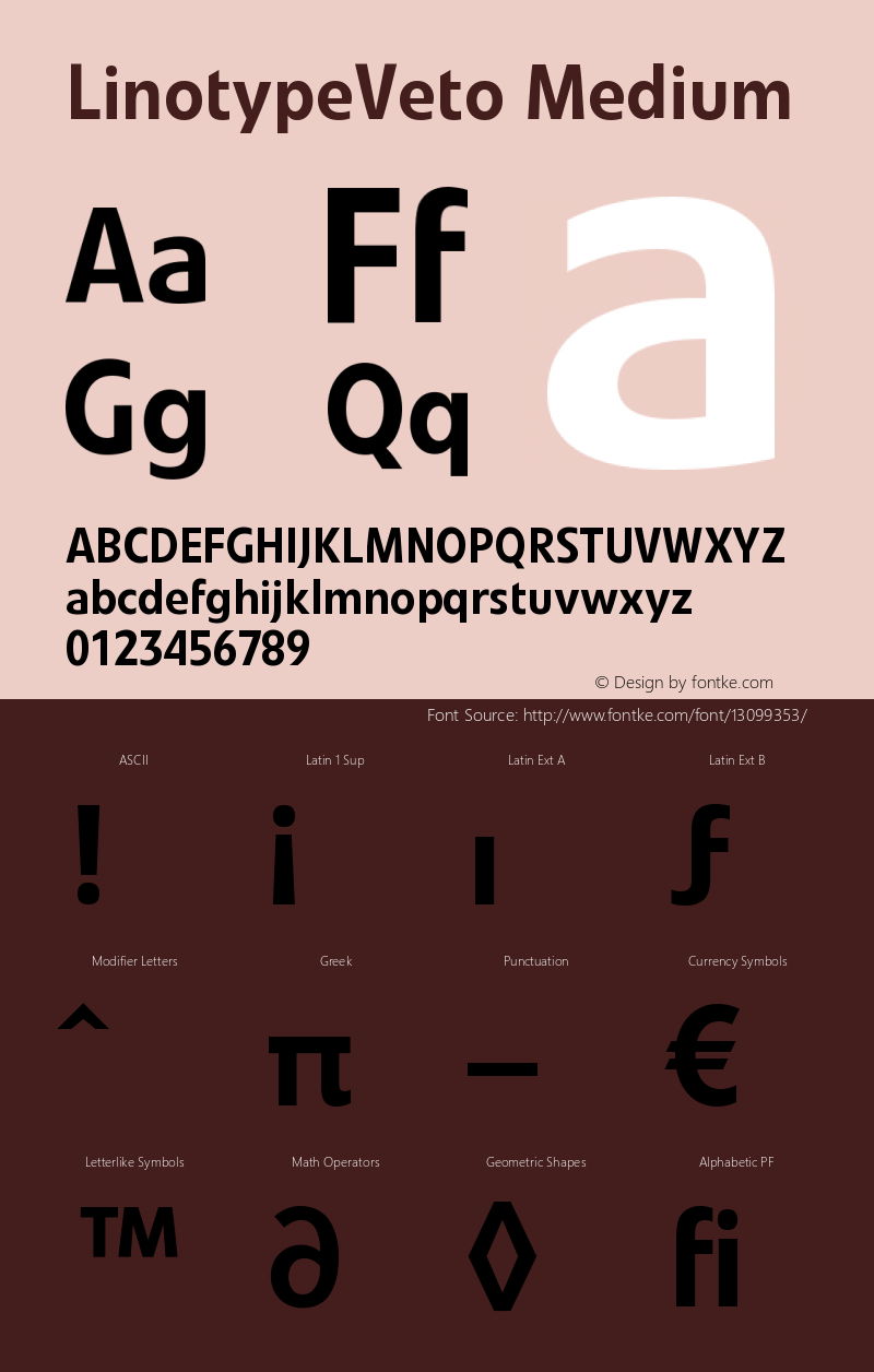 LinotypeVeto Medium Version 005.000 Font Sample