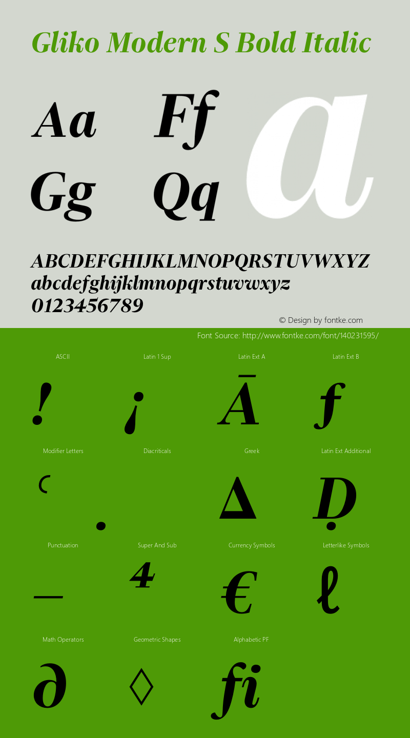 Gliko Modern S Bold Italic Version 2.000 | w-rip DC20200115 Font Sample