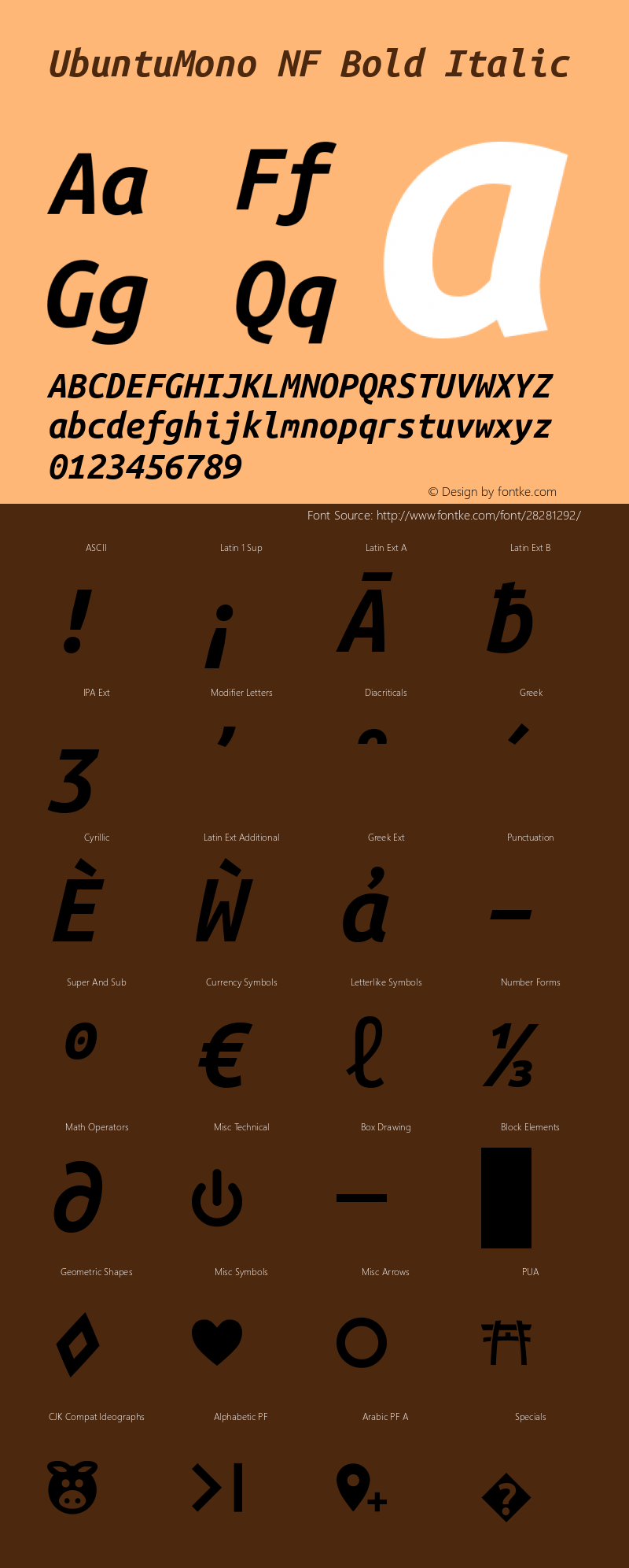 Ubuntu Mono Bold Italic Nerd Font Complete Mono Windows Compatible Version 0.80 Font Sample