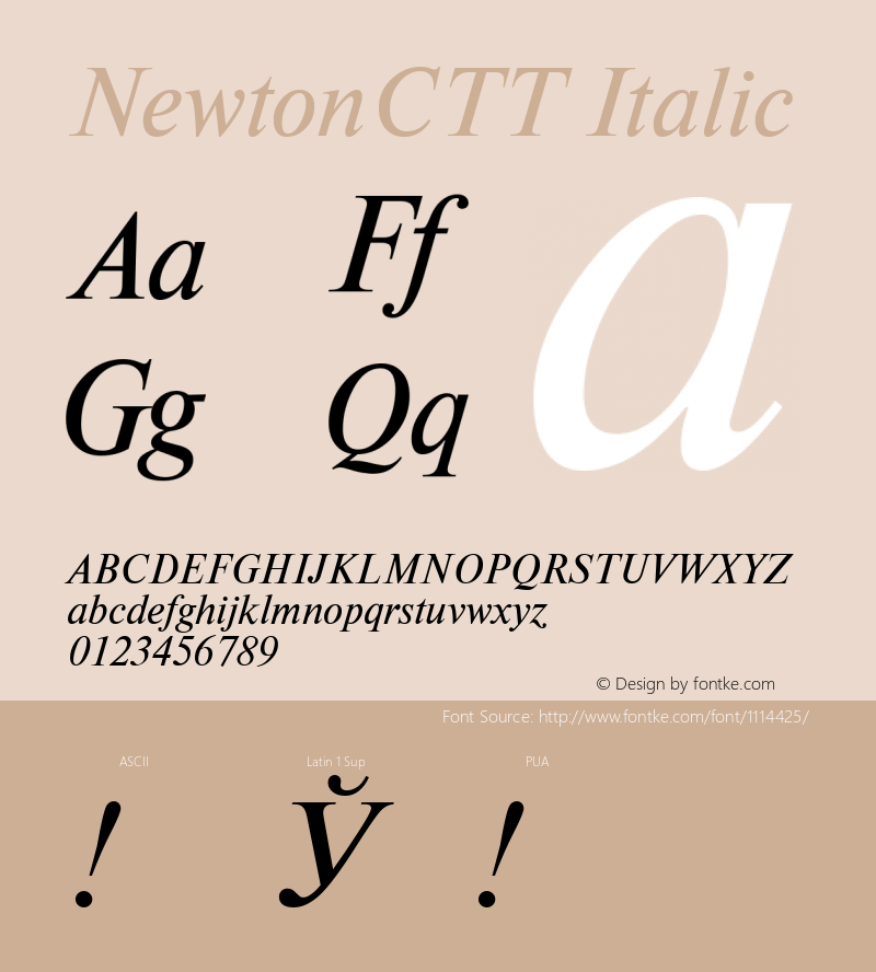 NewtonCTT Italic TrueType Maker version 1.00.03 Font Sample