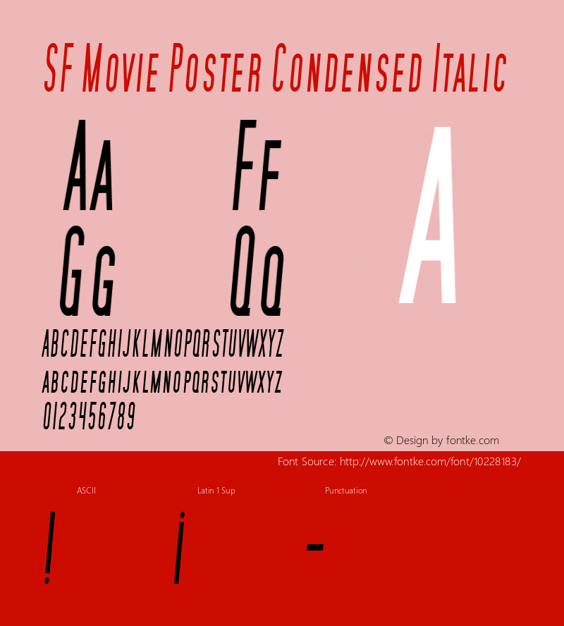 SF Movie Poster Condensed Italic 1.2 Font Sample