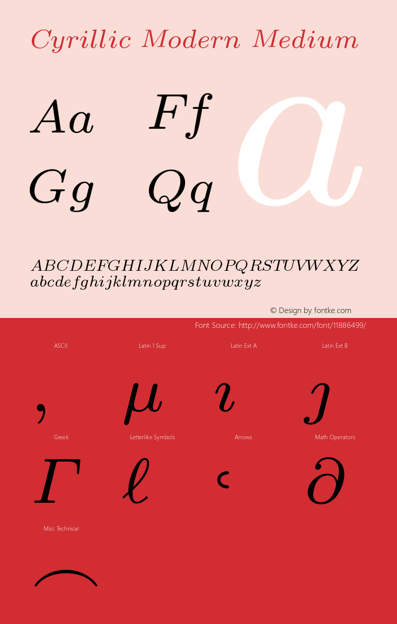 Cyrillic Modern Medium Version 4.000 Font Sample