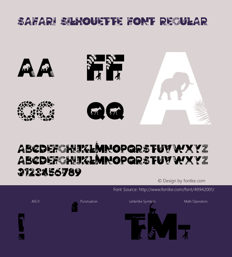 Safari Silhouette Font Regular Version 1.000 Font Sample