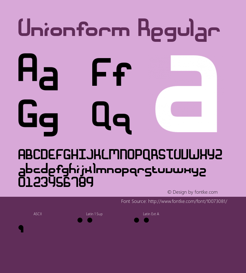 Unionform Regular Macromedia Fontographer 4.1.2 12/7/97 Font Sample