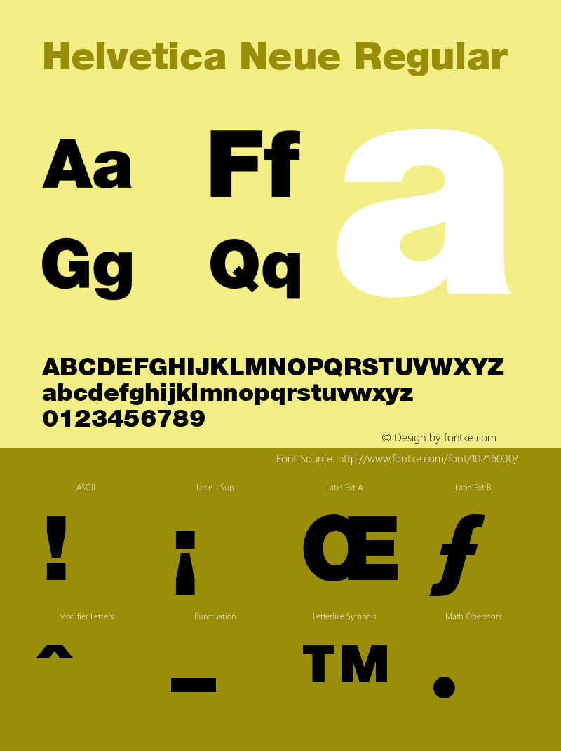 Helvetica Neue Regular Version 1.03 Font Sample