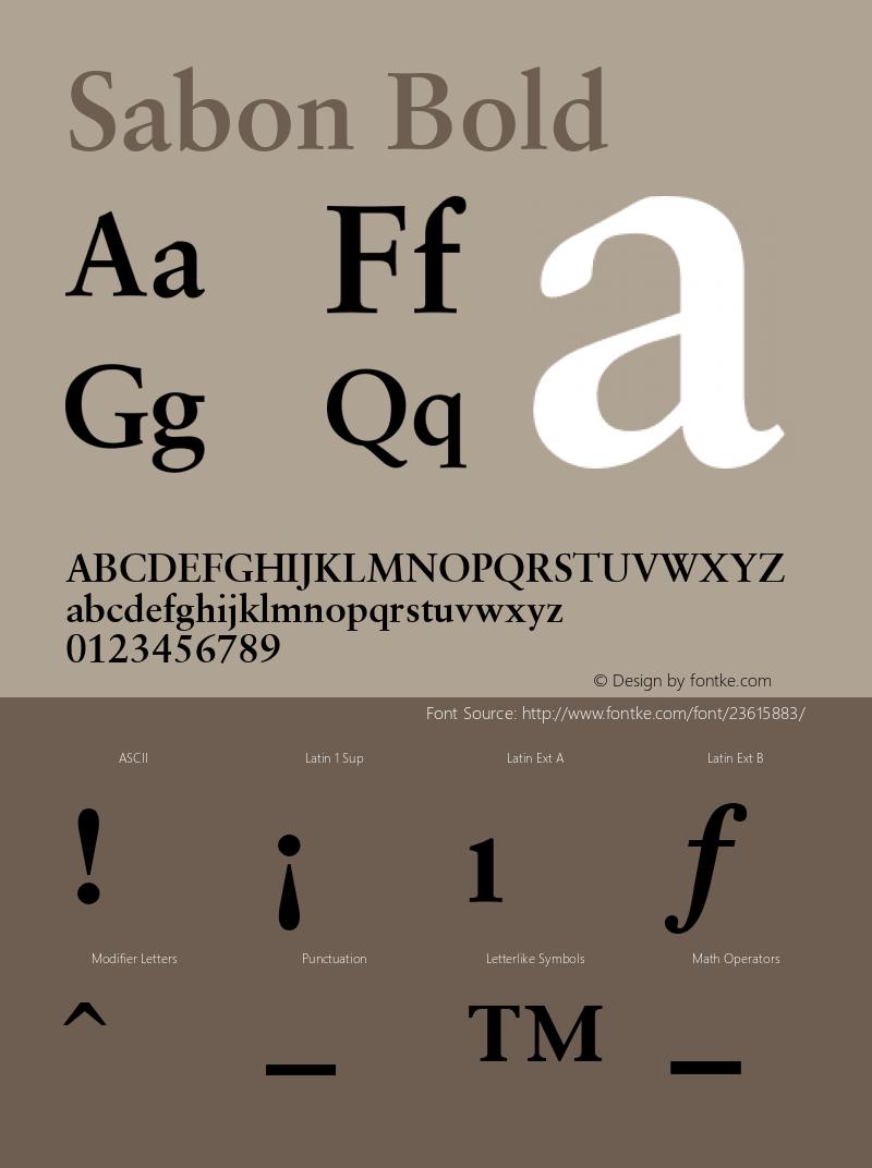 Sabon Bold V.1.0 Font Sample