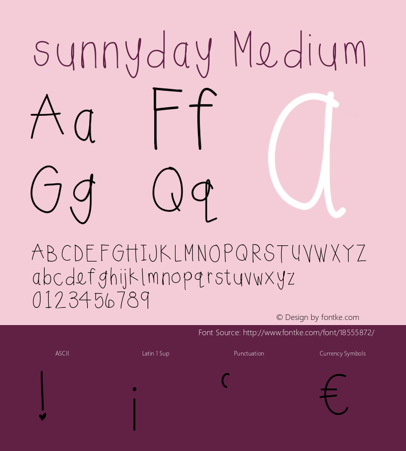 sunnyday Medium Version 001.000 Font Sample