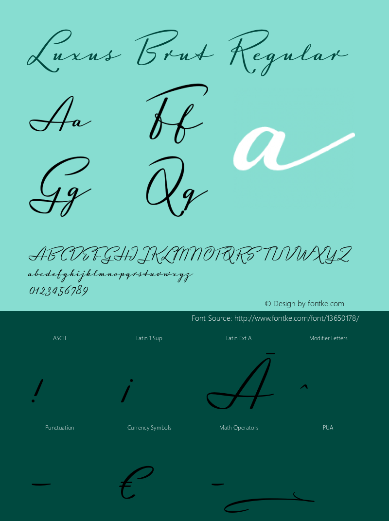 Luxus Brut Regular Version 1.076 2009 Font Sample