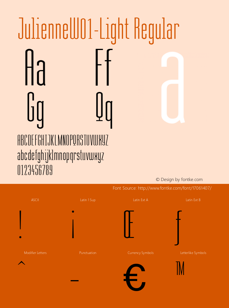 JulienneW01-Light Regular Version 1.1 Font Sample