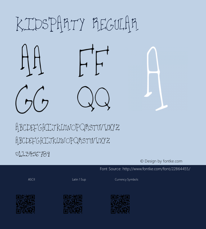 KidsParty Version 1.00 September 8, 2013, initial release Font Sample
