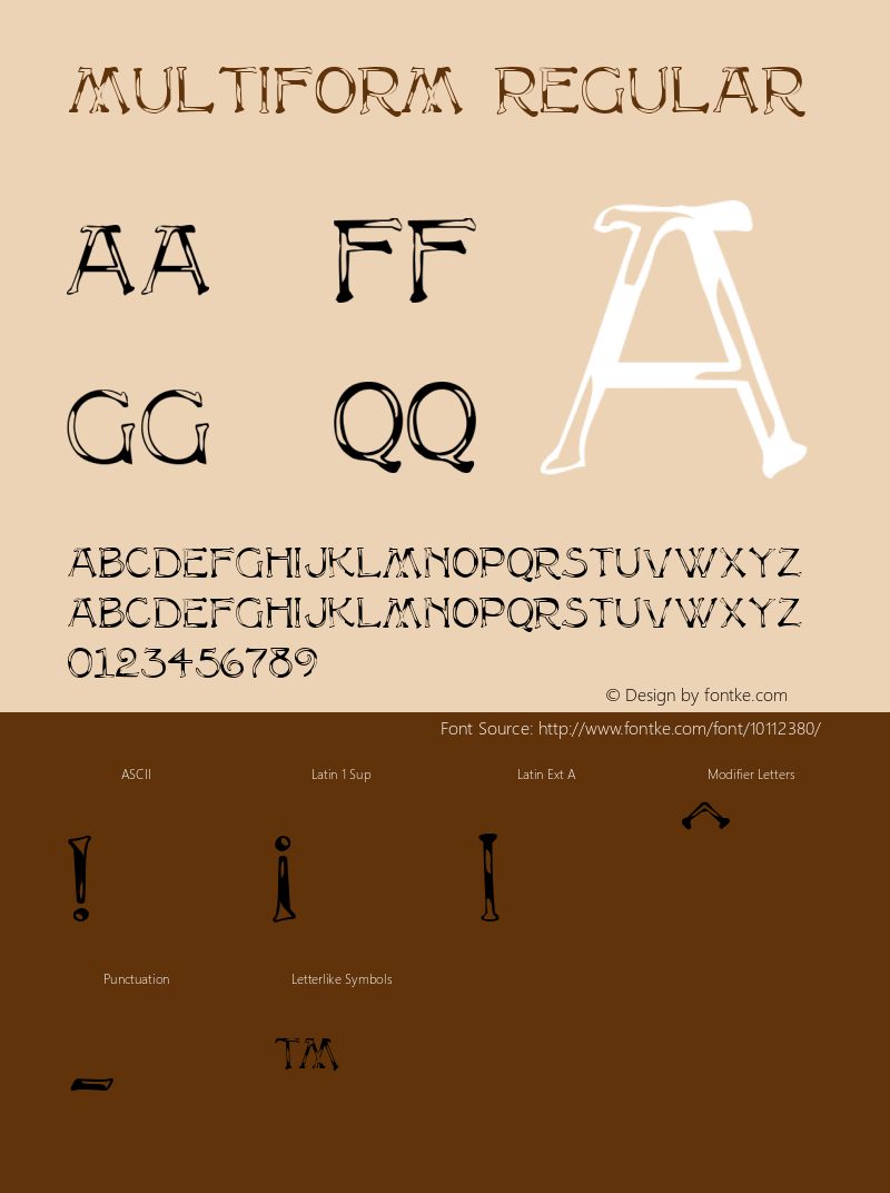 Multiform Regular Altsys Fontographer 3.5  8/1/92 Font Sample