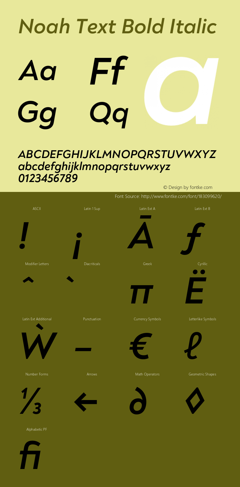 Noah Text Bold Italic Version 1.000;PS 001.000;hotconv 1.0.88;makeotf.lib2.5.64775图片样张