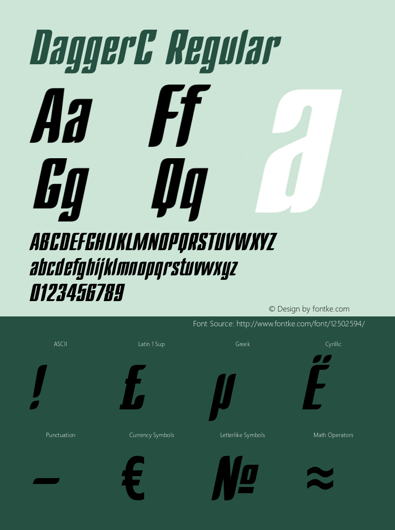 DaggerC Regular OTF 1.0;PS 001.000;Core 116;AOCM 1.0 28 Font Sample