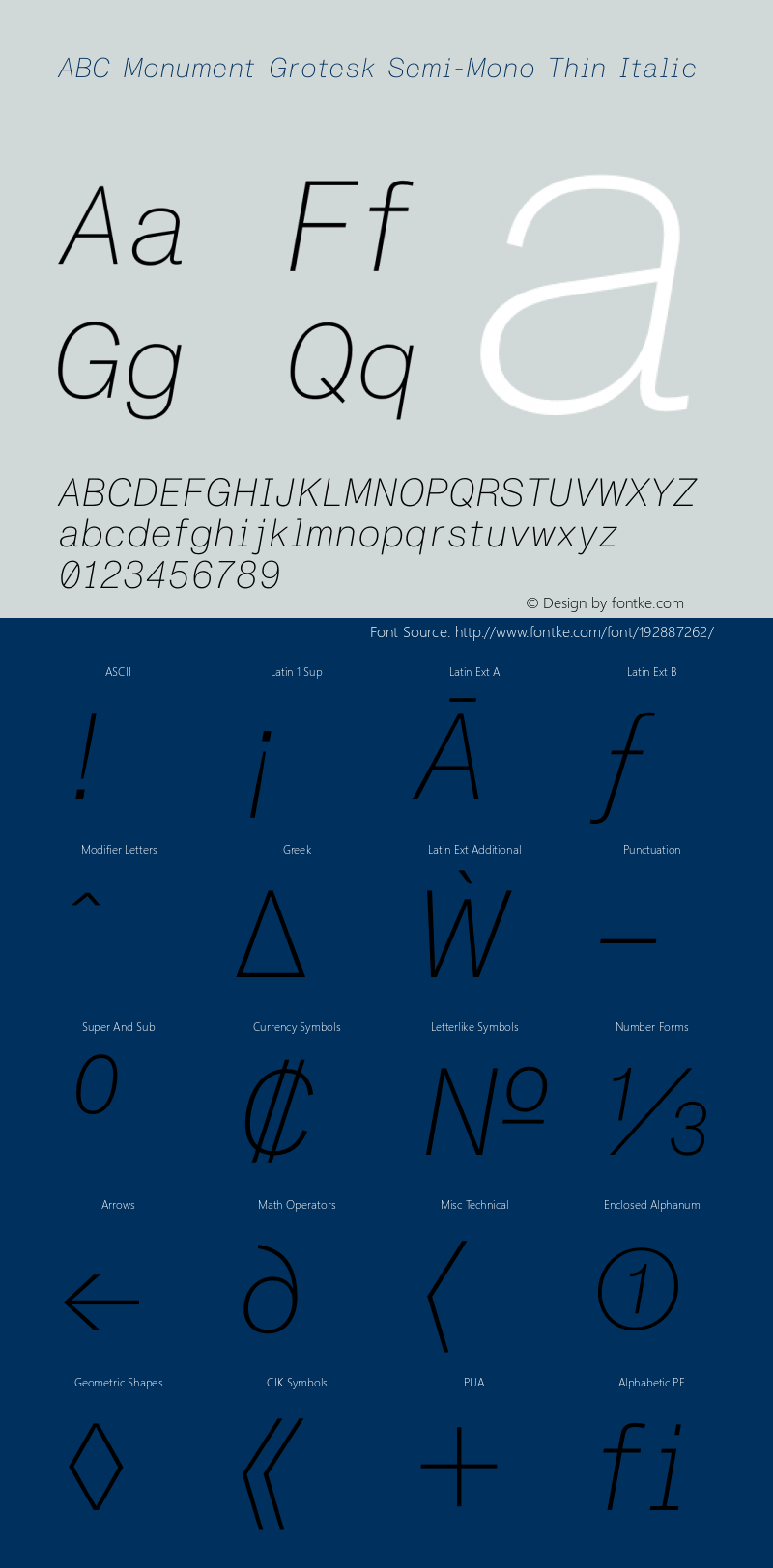 ABC Monument Grotesk Semi-Mono Thin Italic Version 2.002 | web-otf图片样张