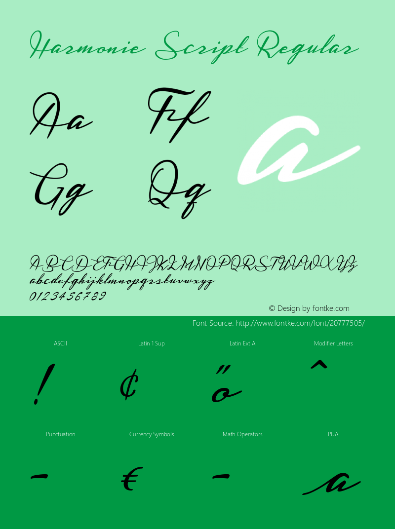 Harmonie 1.000 Font Sample