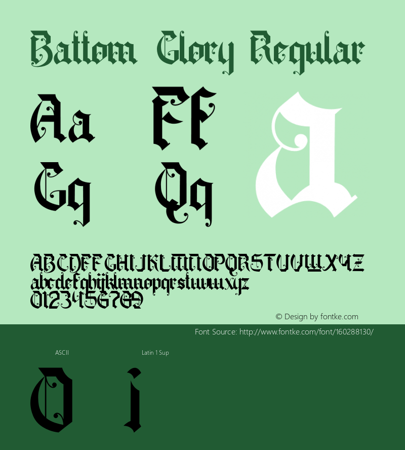 Battom Glory Version 1.00;August 31, 2020;FontCreator 12.0.0.2560 64-bit Font Sample