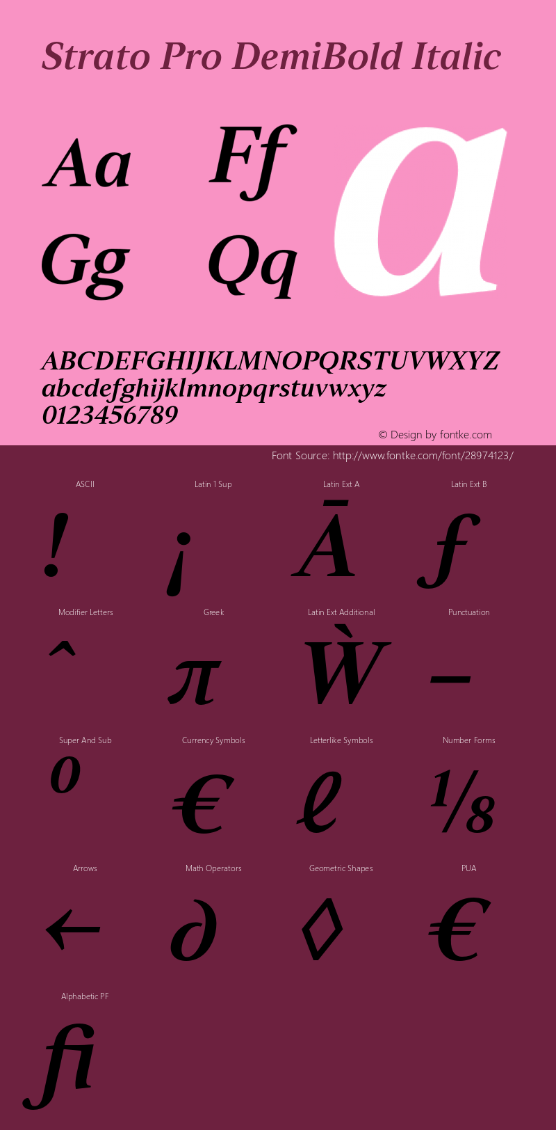 StratoProDemiBold-Italic Version 1.000 Font Sample