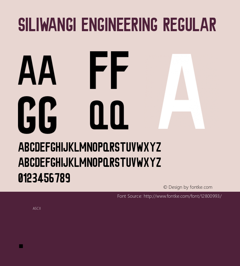 Siliwangi Engineering Regular Version 1.00 October 26, 2015, initial release Font Sample
