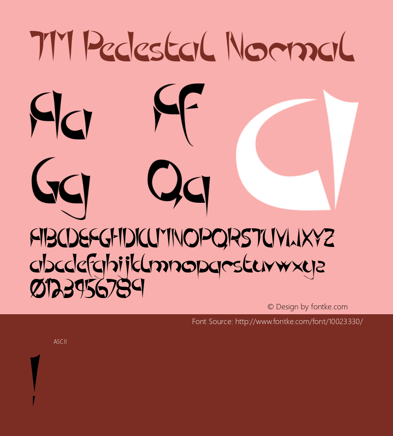 TM Pedestal Normal 0.9 1996 Font Sample