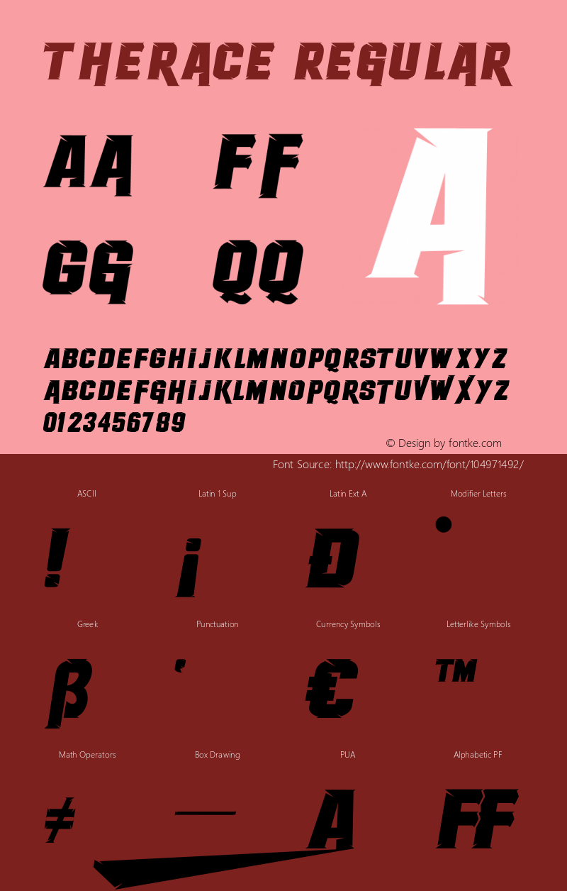 Therace Version 001.000 Font Sample