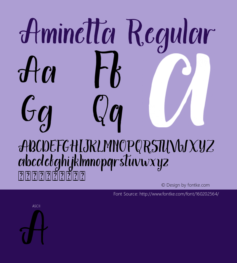 Aminetta Version 1.00;May 7, 2020;FontCreator 11.5.0.2430 32-bit Font Sample