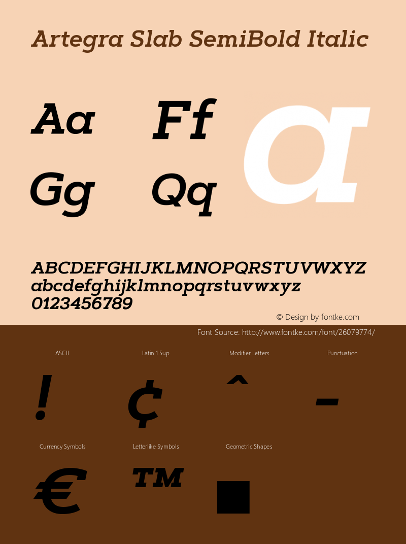 Artegra Slab SemiBold It Version 1.000 Font Sample