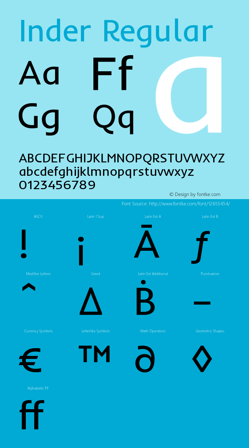 Inder Regular Version 1.001 Font Sample