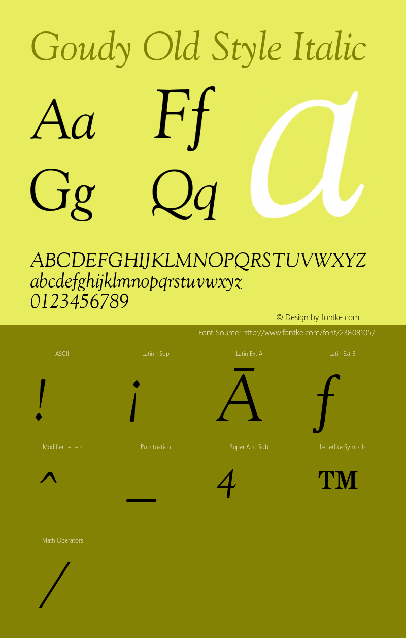 Goudy Old Style Italic Version 1.3 (ElseWare) Font Sample