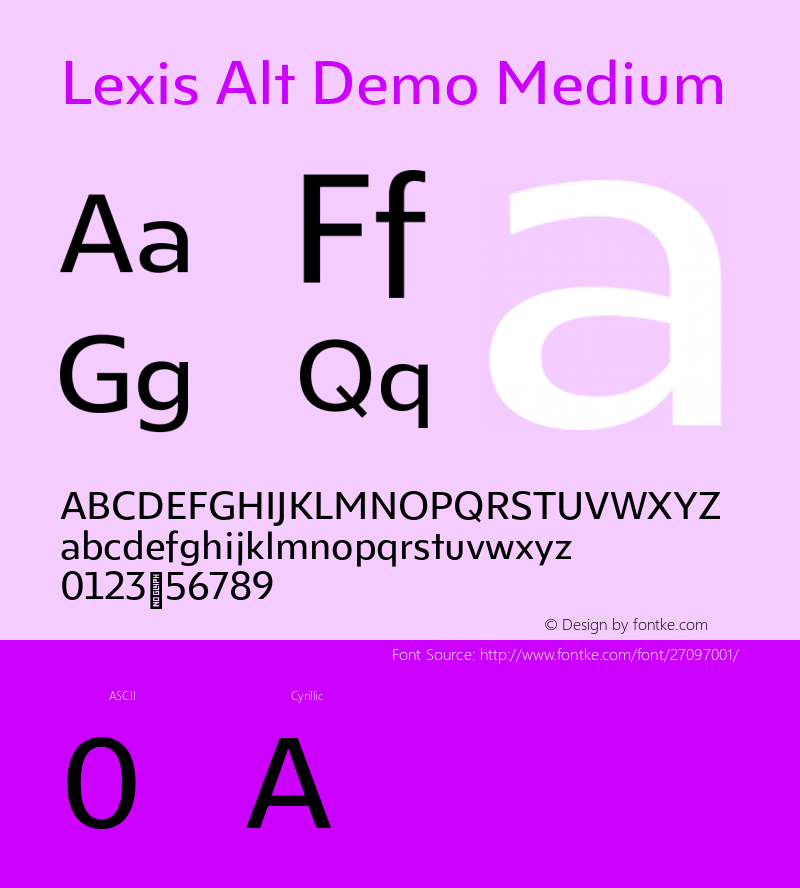 Lexis Alt Demo Medium Version 1.000;PS 001.000;hotconv 1.0.88;makeotf.lib2.5.64775 Font Sample