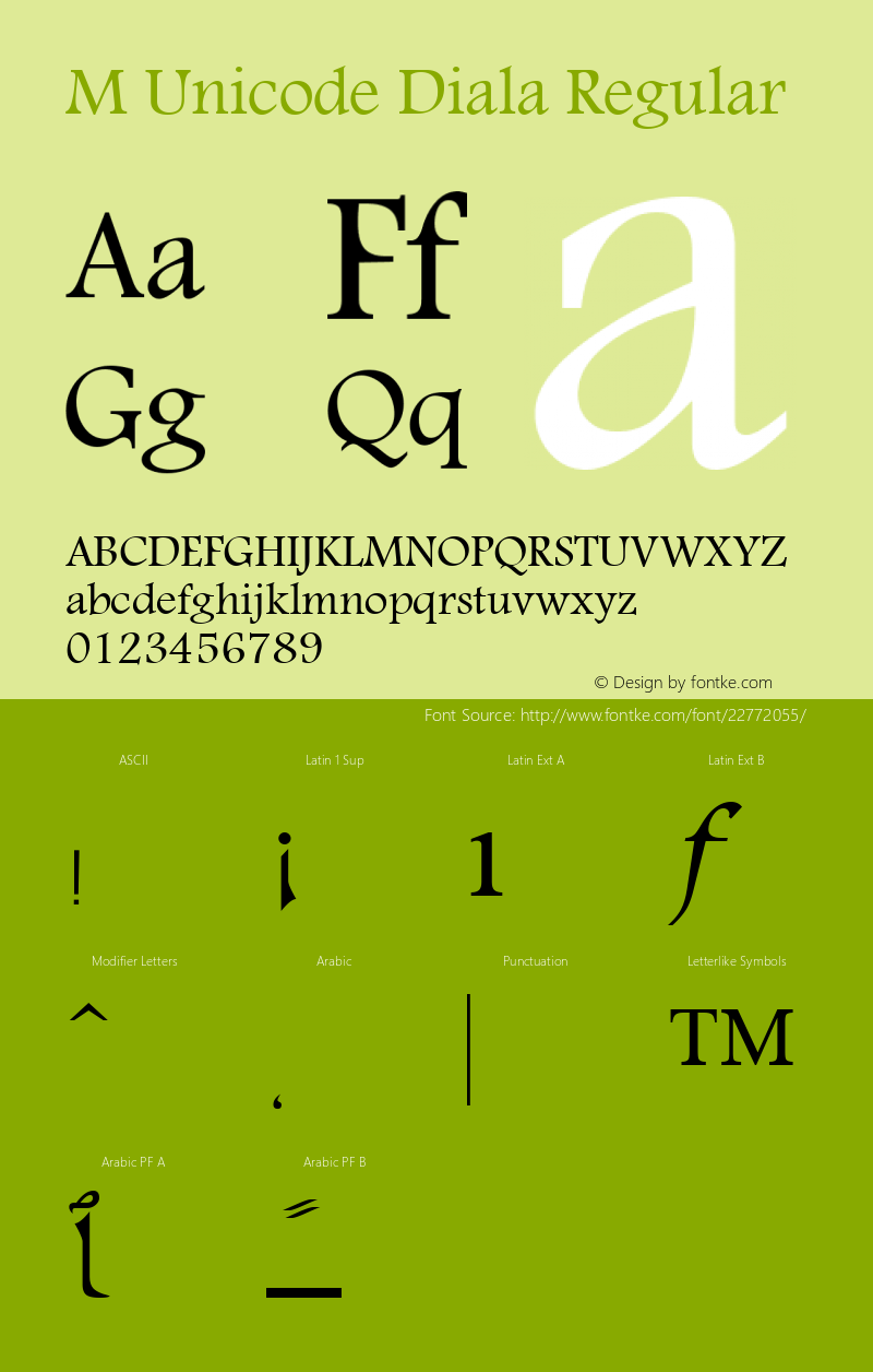 M Unicode Diala 1.0 - 1422 Font Sample