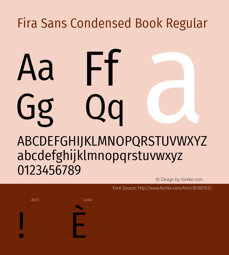 Fira Sans Condensed Book Regular Version 4.203;PS 004.203;hotconv 1.0.88;makeotf.lib2.5.64775; ttfautohint (v1.4.1) Font Sample