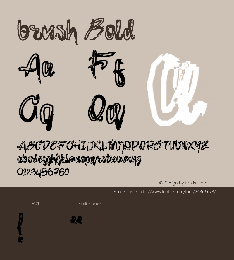 brush Bold  Font Sample