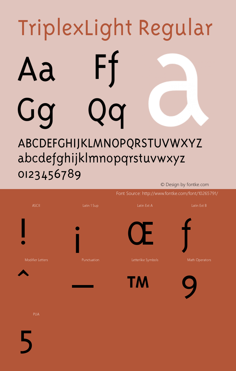 TriplexLight Regular 001.001 Font Sample