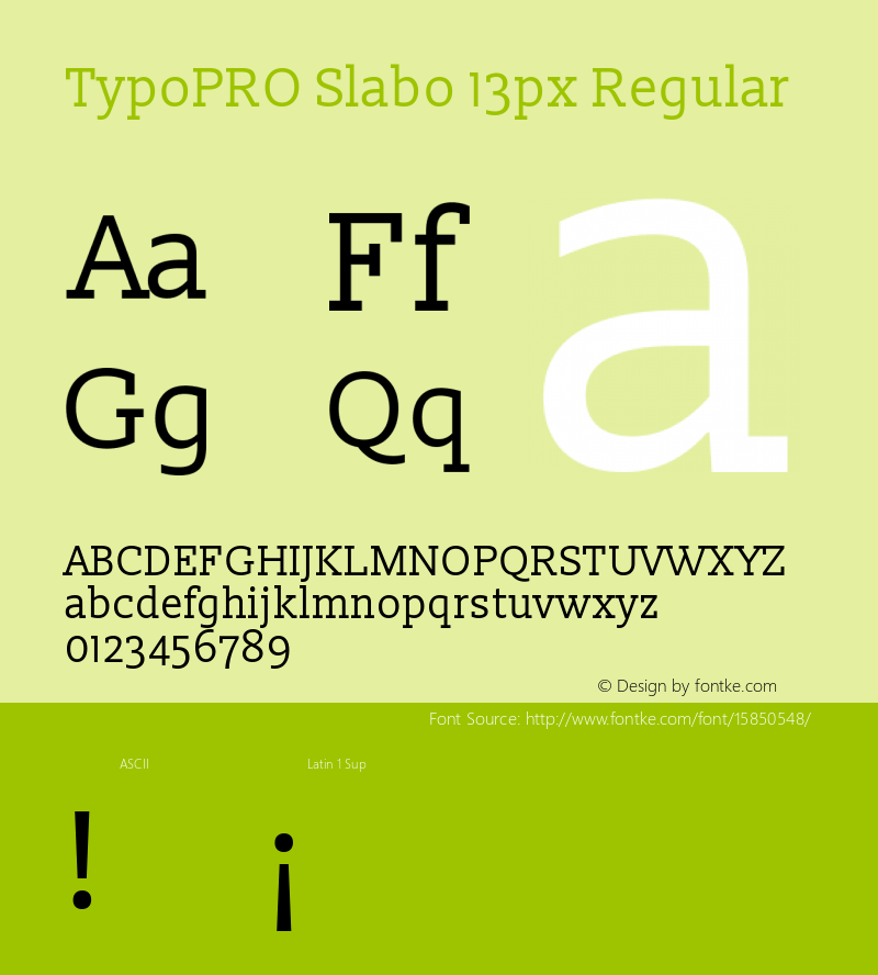 TypoPRO Slabo 13px Regular Version 1.02 Build 005a Font Sample