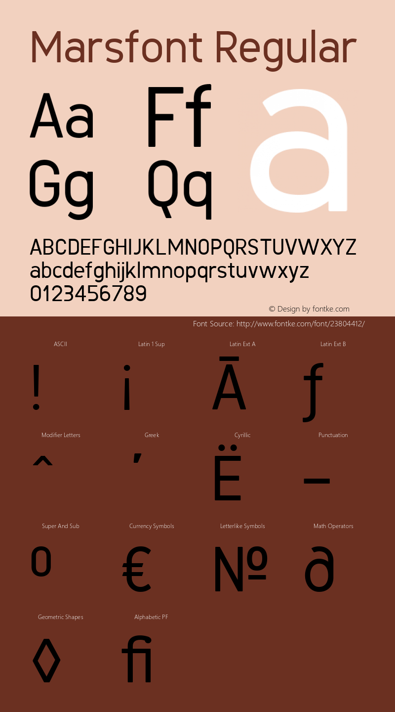 Marsfont Version 1.001 Font Sample