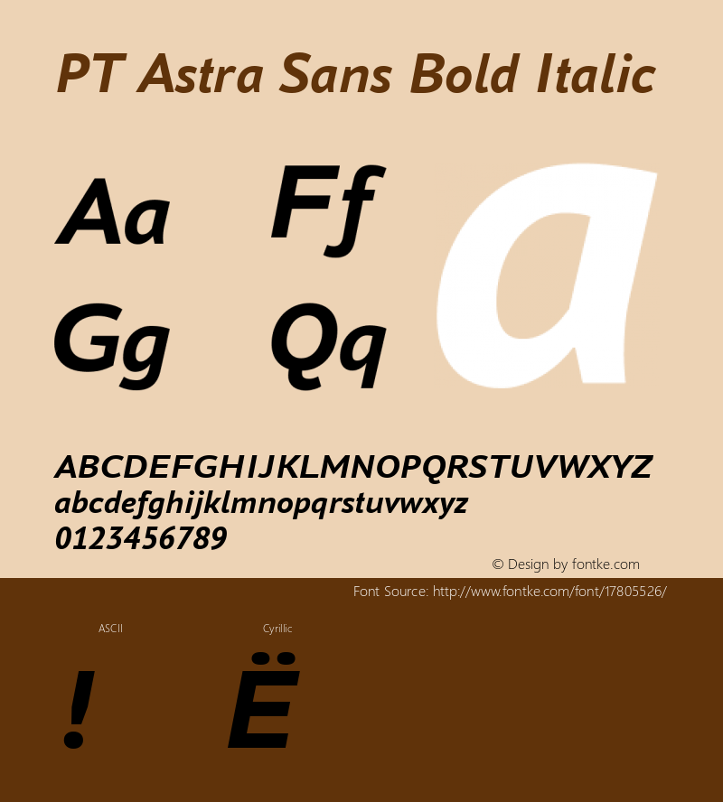 PT Astra Sans Bold Italic Version 1.001; ttfautohint (v1.4.1) Font Sample
