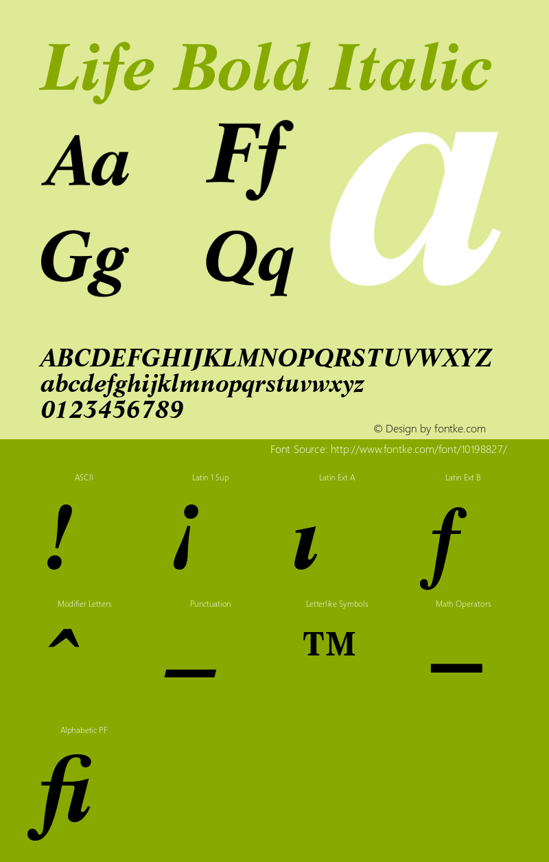 Life Bold Italic 2.0-1.0 Font Sample