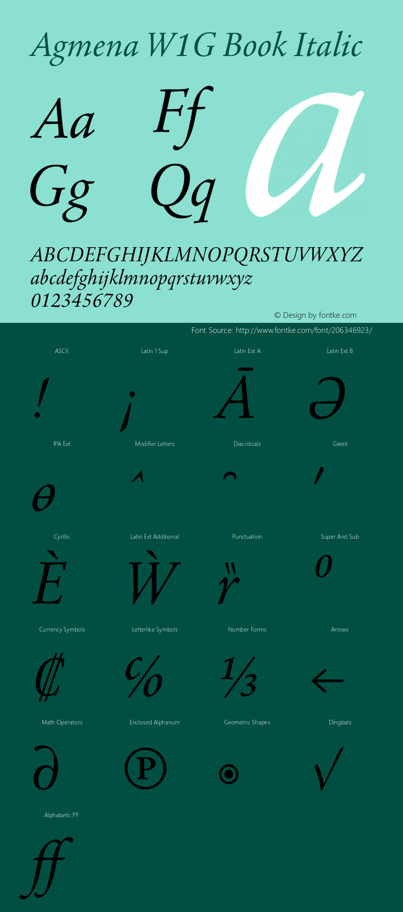 AgmenaW1G-BookItalic Version 1.00图片样张